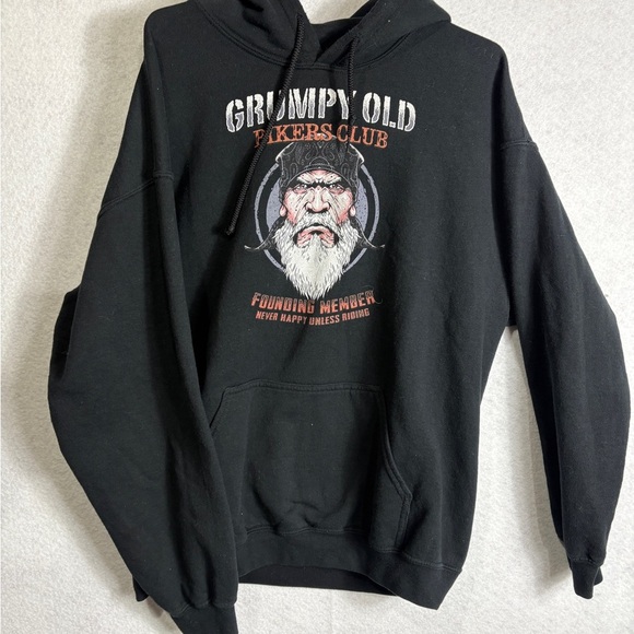 Black Graphic Hoodie Bikers Sweatshirt - Picture 1 of 2
